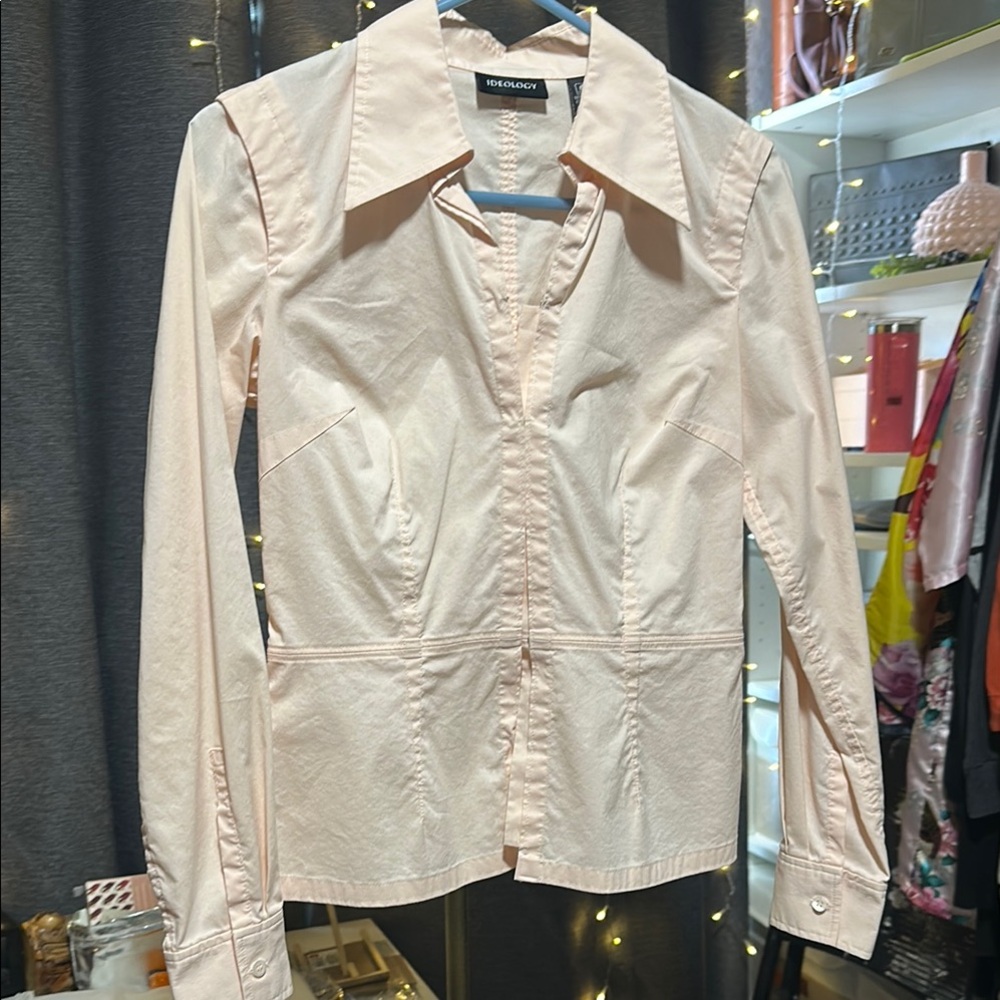 No.252 Ideology Cream Button Down Fitted Long Sleeve Shirt
